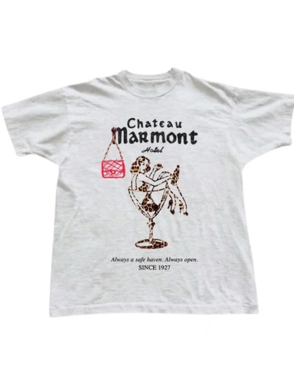 Gildan White Chateau Marmont Graphic Crewneck T-Shirt